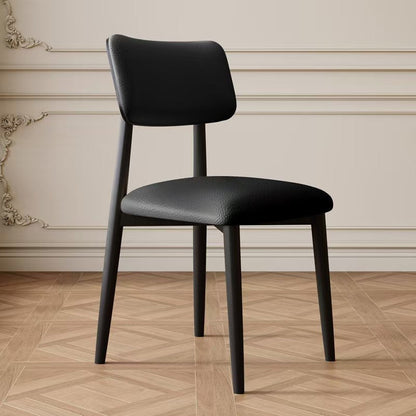 Traditional Vintage Faux Leather Carbon Steel Sponge Curve Dining Chair Backrest Armless For Dining Room