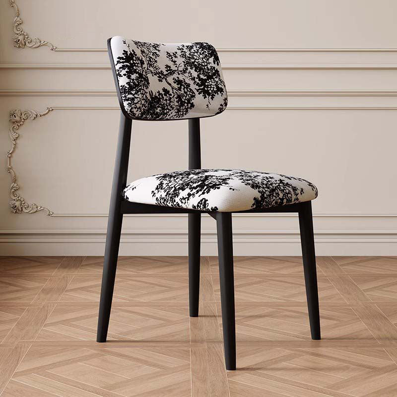 Traditional Vintage Faux Leather Carbon Steel Sponge Curve Dining Chair Backrest Armless For Dining Room