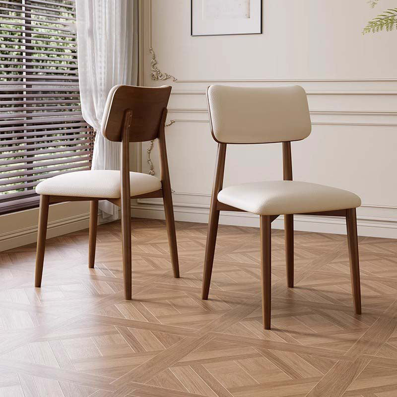 Traditional Vintage Faux Leather Carbon Steel Sponge Curve Dining Chair Backrest Armless For Dining Room