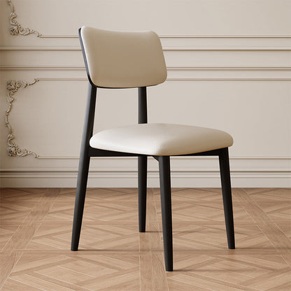 Traditional Vintage Faux Leather Carbon Steel Sponge Curve Dining Chair Backrest Armless For Dining Room