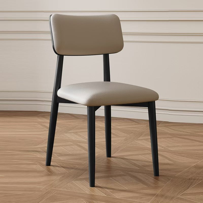 Traditional Vintage Faux Leather Carbon Steel Sponge Curve Dining Chair Backrest Armless For Dining Room