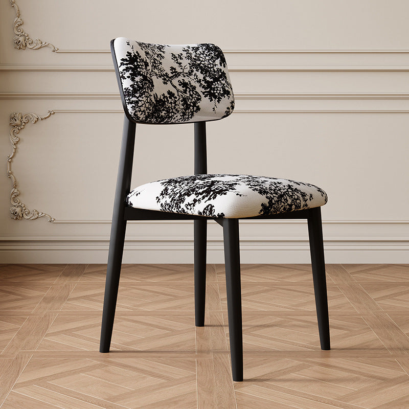 Traditional Vintage Faux Leather Carbon Steel Sponge Curve Dining Chair Backrest Armless For Dining Room