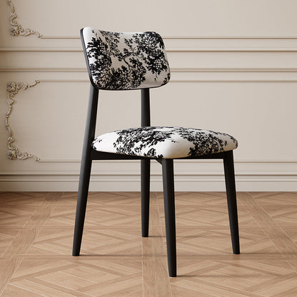 Traditional Vintage Faux Leather Carbon Steel Sponge Curve Dining Chair Backrest Armless For Dining Room