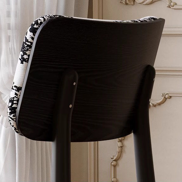 Traditional Vintage Faux Leather Carbon Steel Sponge Curve Dining Chair Backrest Armless For Dining Room