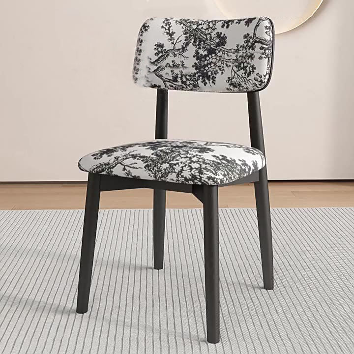 Traditional Vintage Faux Leather Carbon Steel Sponge Curve Dining Chair Backrest Armless For Dining Room