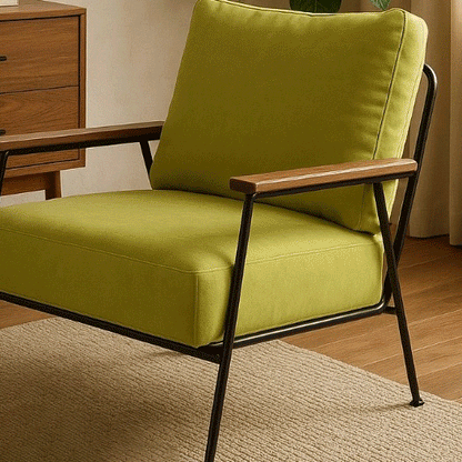Modern Minimalist Velvet Sponge Iron Curved Accent Chair Backrest Armrest For Living Room