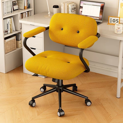 Modern Minimalist Corduroy Iron Mid-Back Height Adjustable Desk Chair Backrest Armrest For Home Office