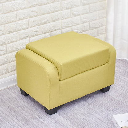 Modern Minimalist Synthetic Fabric Linen Sponge Wood Plastic Rectangle Low Stool Backrest Armless For Living Room