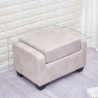 Modern Minimalist Synthetic Fabric Linen Sponge Wood Plastic Rectangle Low Stool Backrest Armless For Living Room