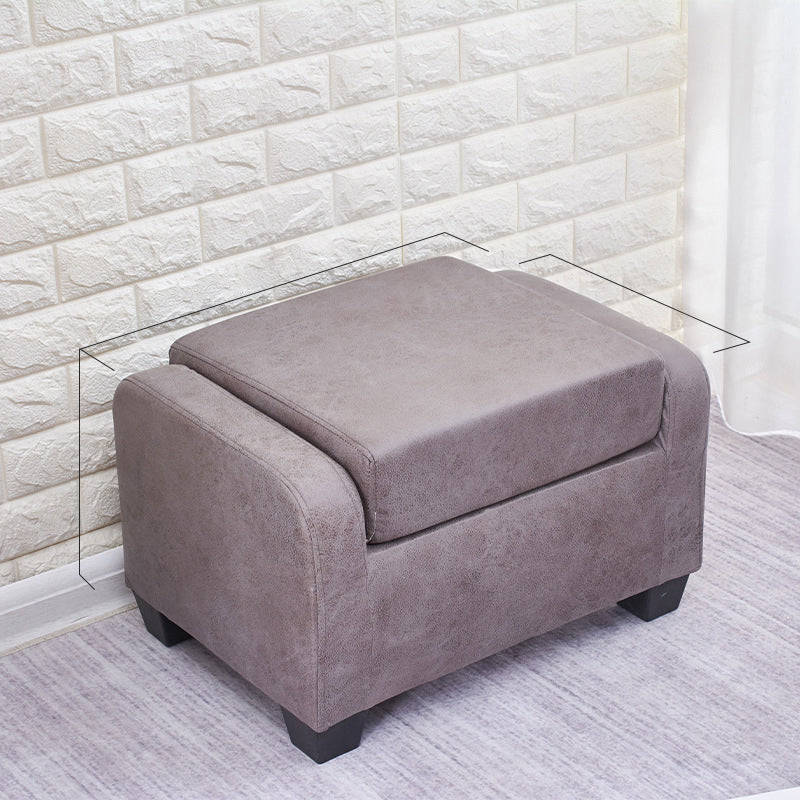 Modern Minimalist Synthetic Fabric Linen Sponge Wood Plastic Rectangle Low Stool Backrest Armless For Living Room