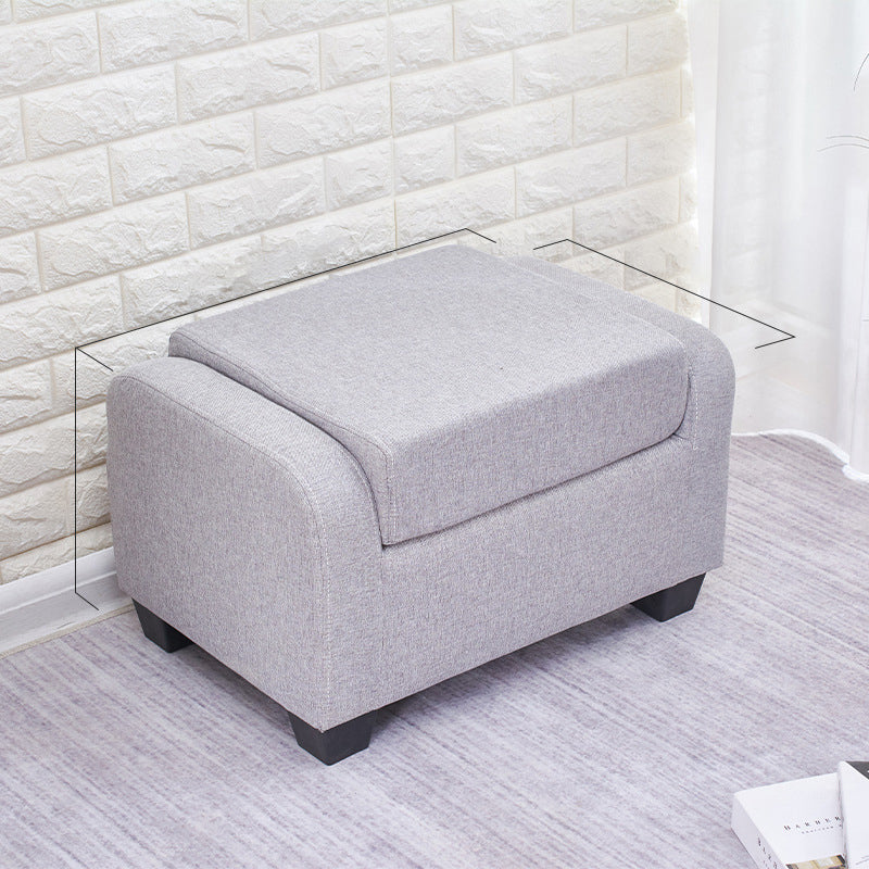 Modern Minimalist Synthetic Fabric Linen Sponge Wood Plastic Rectangle Low Stool Backrest Armless For Living Room
