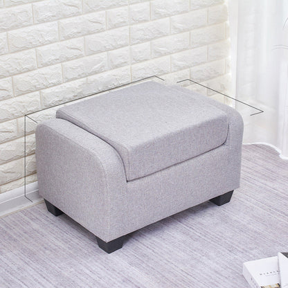 Modern Minimalist Synthetic Fabric Linen Sponge Wood Plastic Rectangle Low Stool Backrest Armless For Living Room