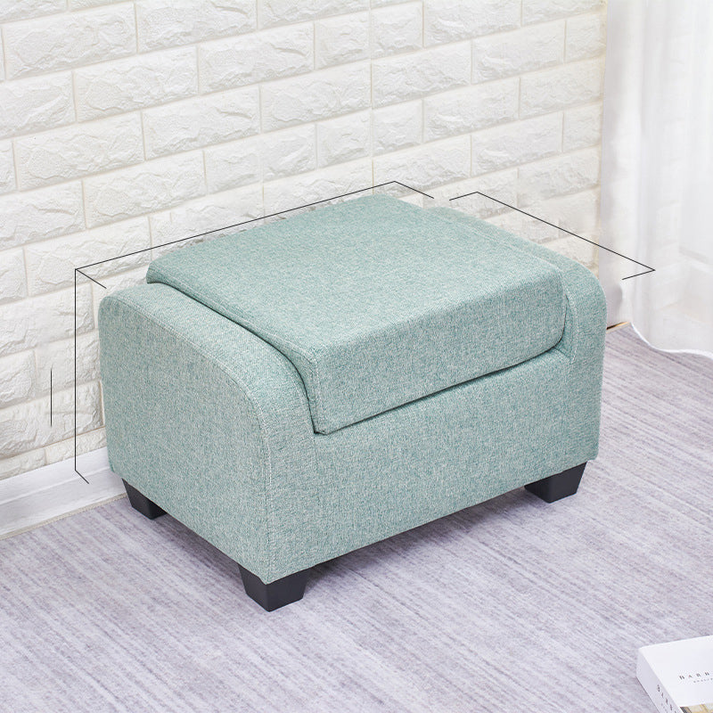 Modern Minimalist Synthetic Fabric Linen Sponge Wood Plastic Rectangle Low Stool Backrest Armless For Living Room