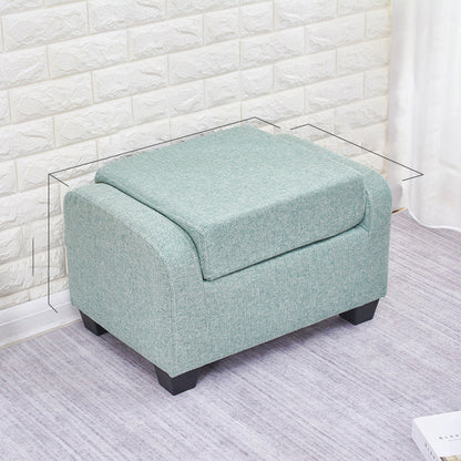 Modern Minimalist Synthetic Fabric Linen Sponge Wood Plastic Rectangle Low Stool Backrest Armless For Living Room