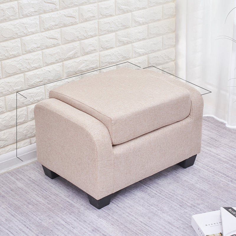 Modern Minimalist Synthetic Fabric Linen Sponge Wood Plastic Rectangle Low Stool Backrest Armless For Living Room