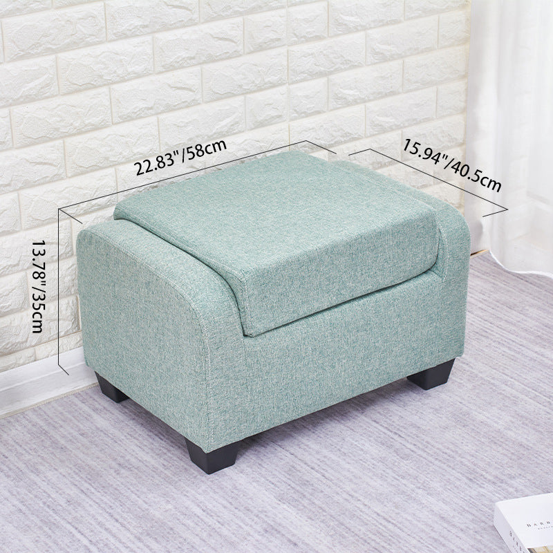 Modern Minimalist Synthetic Fabric Linen Sponge Wood Plastic Rectangle Low Stool Backrest Armless For Living Room