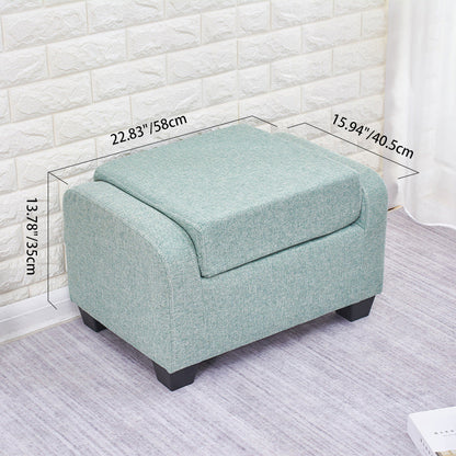 Modern Minimalist Synthetic Fabric Linen Sponge Wood Plastic Rectangle Low Stool Backrest Armless For Living Room
