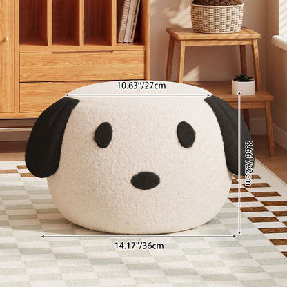 Contemporary Creative Kids Teddy Fleece Fabric Sponge Solid Wood Cartoon Dog Shaped Low Stool Backless Armless For Living Room