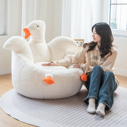Contemporary Creative Kids Faux Rabbit Fur EPS EPP Goose Shaped Sofa Backrest Armrest For Living Room