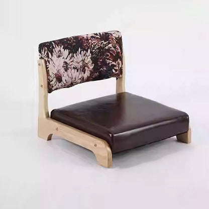 Traditional Vintage Rectangle Oil Wax Leather Solid Wood Low Stool Backrests Armrests For Living Room