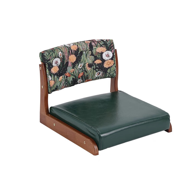 Traditional Vintage Rectangle Oil Wax Leather Solid Wood Low Stool Backrests Armrests For Living Room