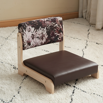 Traditional Vintage Rectangle Oil Wax Leather Solid Wood Low Stool Backrests Armrests For Living Room