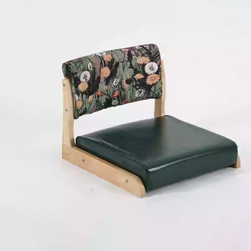 Traditional Vintage Rectangle Oil Wax Leather Solid Wood Low Stool Backrests Armrests For Living Room