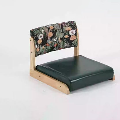 Traditional Vintage Rectangle Oil Wax Leather Solid Wood Low Stool Backrests Armrests For Living Room
