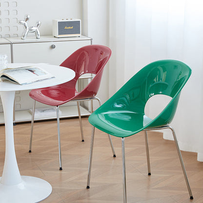 Modern Minimalist PP Plastic Iron Curve Dining Chair Backrest Armrests For Dining Room