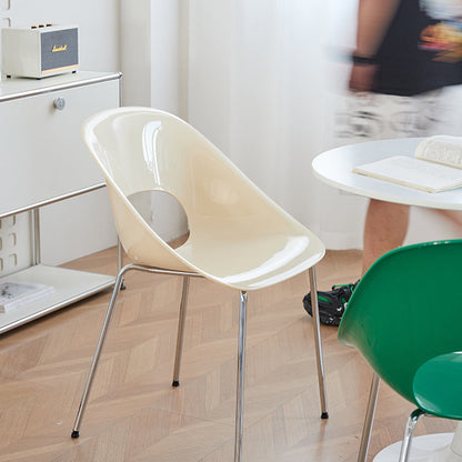 Modern Minimalist PP Plastic Iron Curve Dining Chair Backrest Armrests For Dining Room