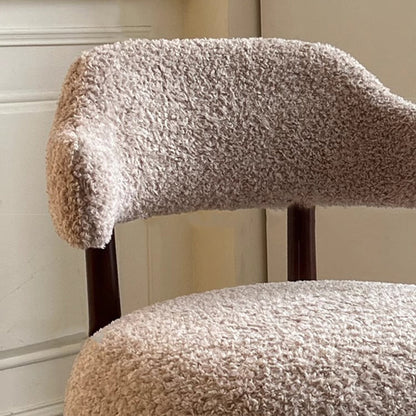Contemporary Scandinavian Iamb Fleece Ash Wood Sponge Curved Accent Chair Backrest Armless For Living Room