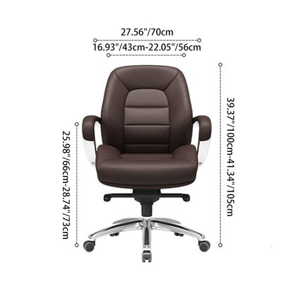 Modern Minimalist PU Leather Aluminum Alloy Sponge Curved Height Adjustable Swivel Desk Chair Backrest Armrest For Home Office