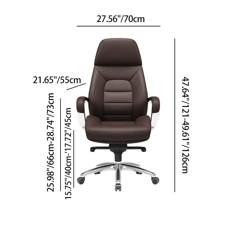Modern Minimalist PU Leather Aluminum Alloy Sponge Curved Height Adjustable Swivel Desk Chair Backrest Armrest For Home Office