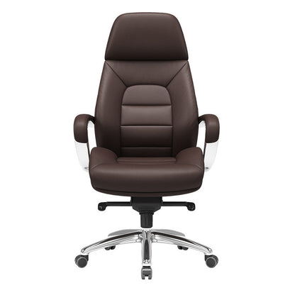 Modern Minimalist PU Leather Aluminum Alloy Sponge Curved Height Adjustable Swivel Desk Chair Backrest Armrest For Home Office