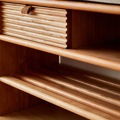 Modern Minimalist Rectangular Linen Cotton Cherry Wood Sponge Versatile Bench Backless Armless For Entryway