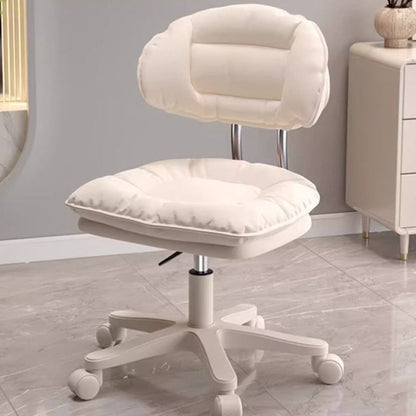Modern Minimalist Curved PU Leather MDF Carbon Steel Frame Sponge Vanity Stool Height Adjustable Backrest Armless For Bedroom