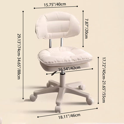 Modern Minimalist Curved PU Leather MDF Carbon Steel Frame Sponge Vanity Stool Height Adjustable Backrest Armless For Bedroom