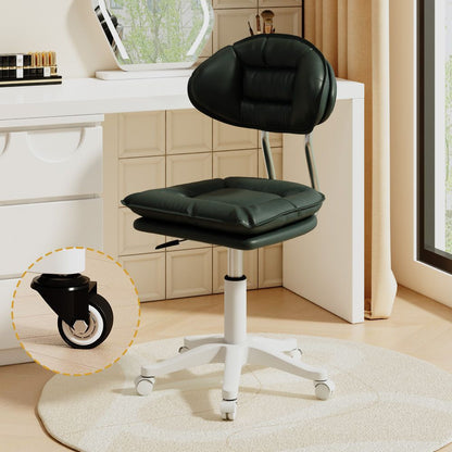 Modern Minimalist Curved PU Leather MDF Carbon Steel Frame Sponge Vanity Stool Height Adjustable Backrest Armless For Bedroom