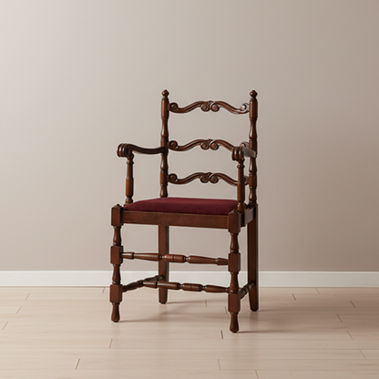 Traditional Vintage Curved Back Velvet Ash Wood Dining Chair Backrest Armrest For Dining Room
