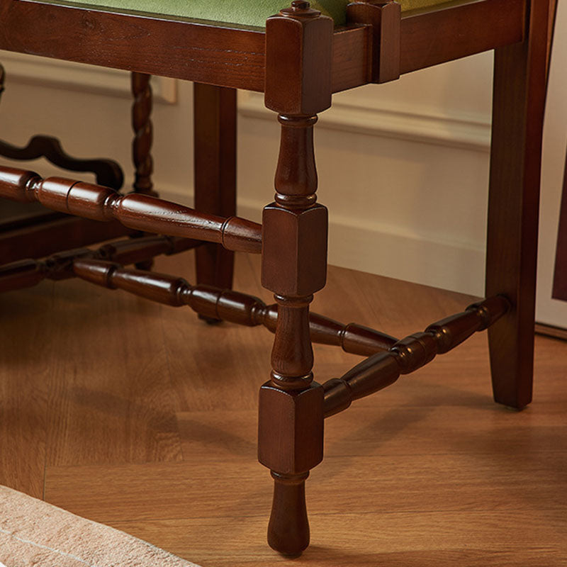 Traditional Vintage Curved Back Velvet Ash Wood Dining Chair Backrest Armrest For Dining Room