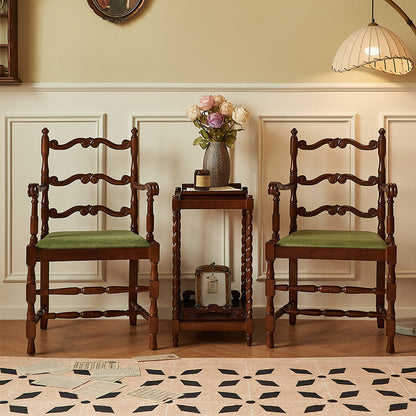 Traditional Vintage Curved Back Velvet Ash Wood Dining Chair Backrest Armrest For Dining Room