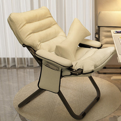 Modern Minimalist Curved Velvet Carbon Steel PP Cotton Recliner With Backrest Armrest For Bedroom