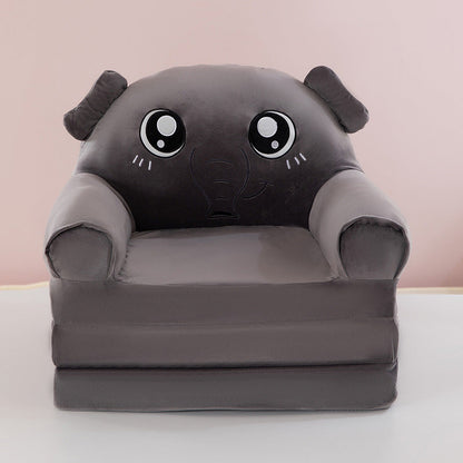 Contemporary Creative Kids Animal Shape Velvet Foam Sponge Curved Foldable Accent Chair Backrest Armrest For Living Room