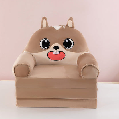 Contemporary Creative Kids Animal Shape Velvet Foam Sponge Curved Foldable Accent Chair Backrest Armrest For Living Room