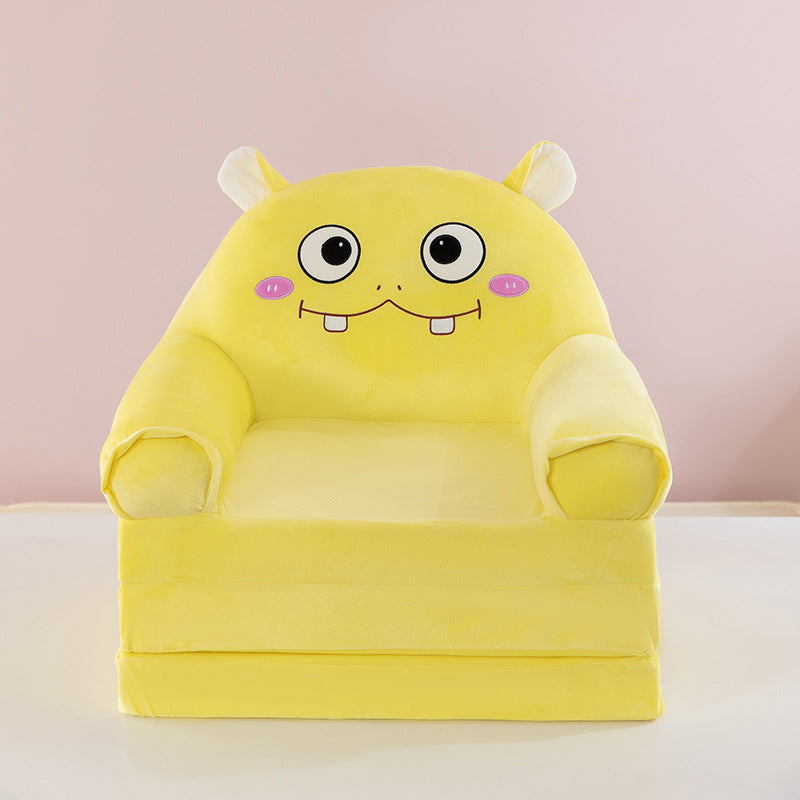 Contemporary Creative Kids Animal Shape Velvet Foam Sponge Curved Foldable Accent Chair Backrest Armrest For Living Room