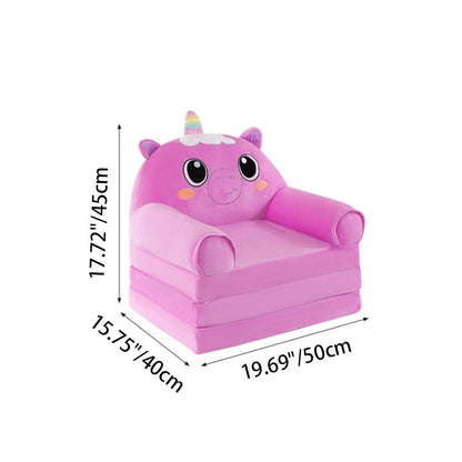 Contemporary Creative Kids Animal Shape Velvet Foam Sponge Curved Foldable Accent Chair Backrest Armrest For Living Room