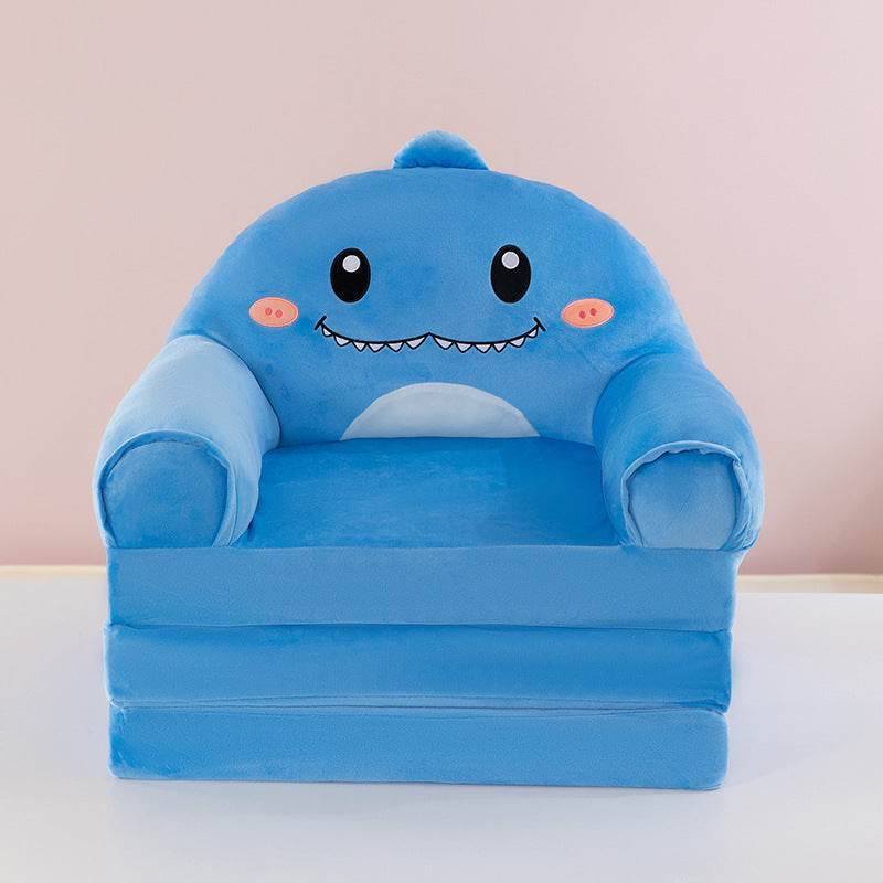 Contemporary Creative Kids Animal Shape Velvet Foam Sponge Curved Foldable Accent Chair Backrest Armrest For Living Room