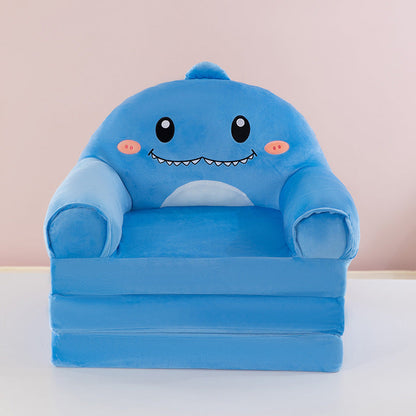 Contemporary Creative Kids Animal Shape Velvet Foam Sponge Curved Foldable Accent Chair Backrest Armrest For Living Room