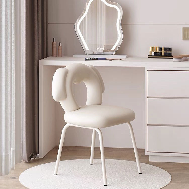 Contemporary Creative Kids Iamb Fleece Iron Solid Wood Multi-layer Board Foam Sponge Dog Shape Swivel Vanity Stool Backrest Armless For Bedroom