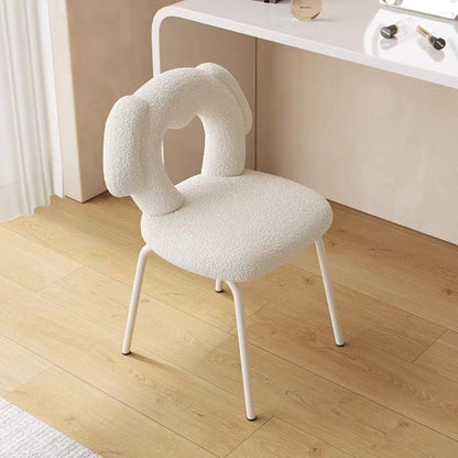 Contemporary Creative Kids Iamb Fleece Iron Solid Wood Multi-layer Board Foam Sponge Dog Shape Swivel Vanity Stool Backrest Armless For Bedroom
